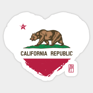 U.S. State - I Love California - California Flag Sticker